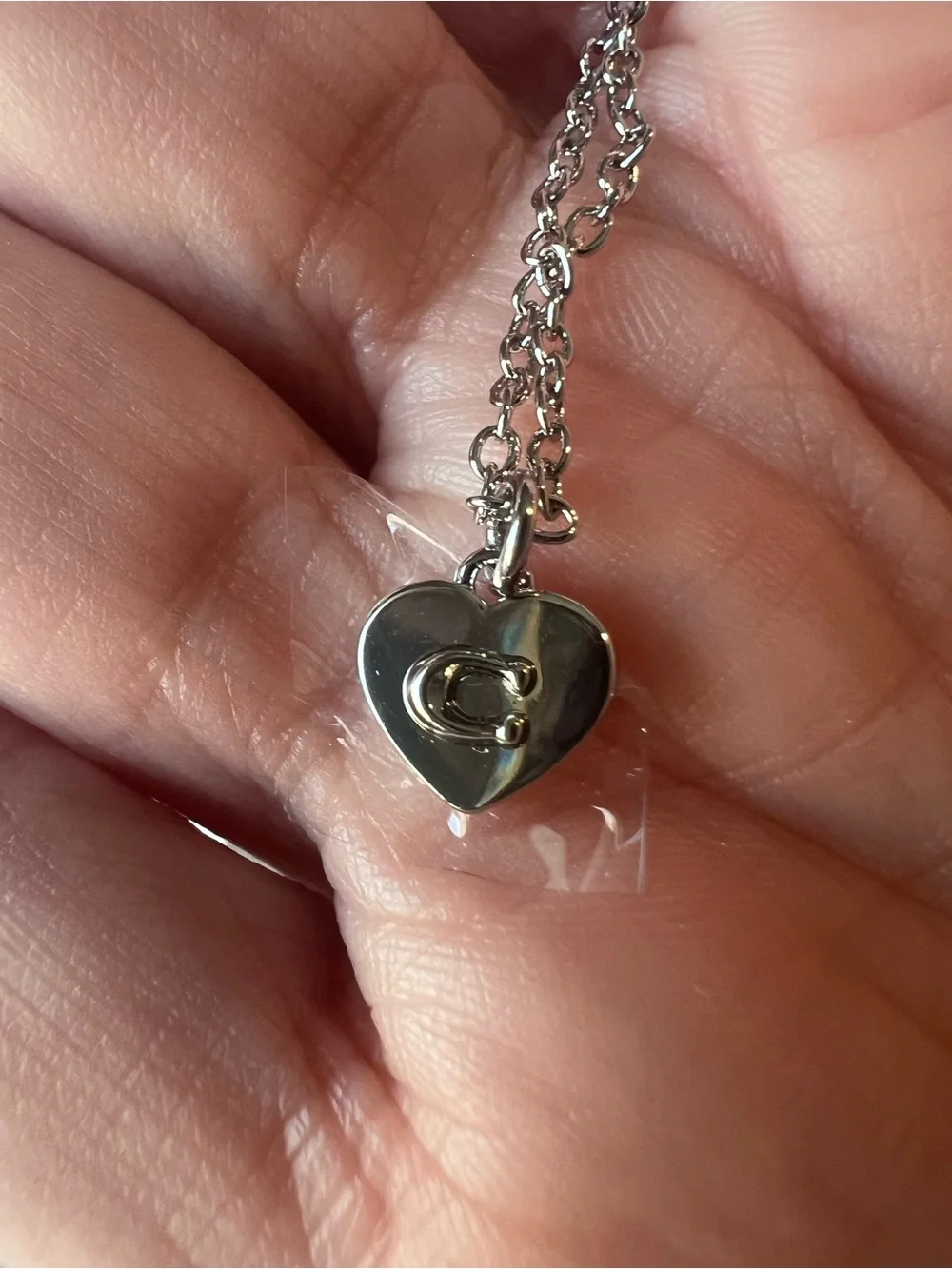 Coach nwt silver Delicate Black Heart Pendant Necklace